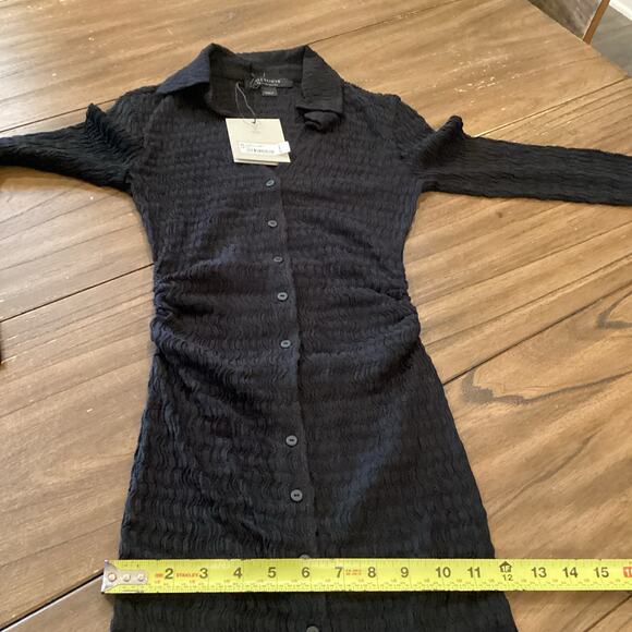 ALLSAINTS Connie Long Sleeve Midi Dress All Saints button down black 2 NWT - Picture 8 of 10